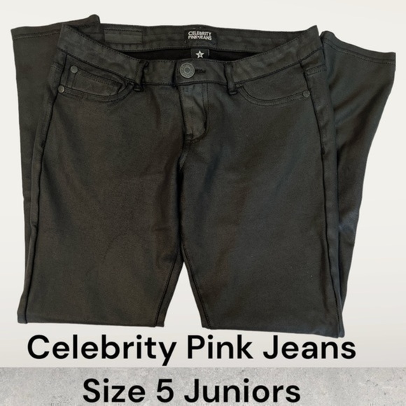 Celebrity pink, jeans, color black w/polyurethane coating size 5 juniors - Picture 1 of 8